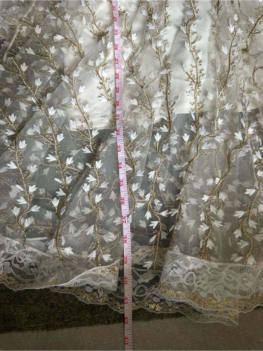 Open-Back Sheer White Midi Dress with Embellished Overlay - Picture 4 of 10
